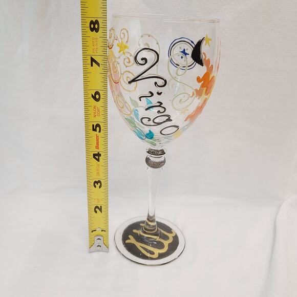 Vintage 1998 Smithereens Hand Painted Wine Glass, Virgo Scene, **NEW** - Picture 7 of 7